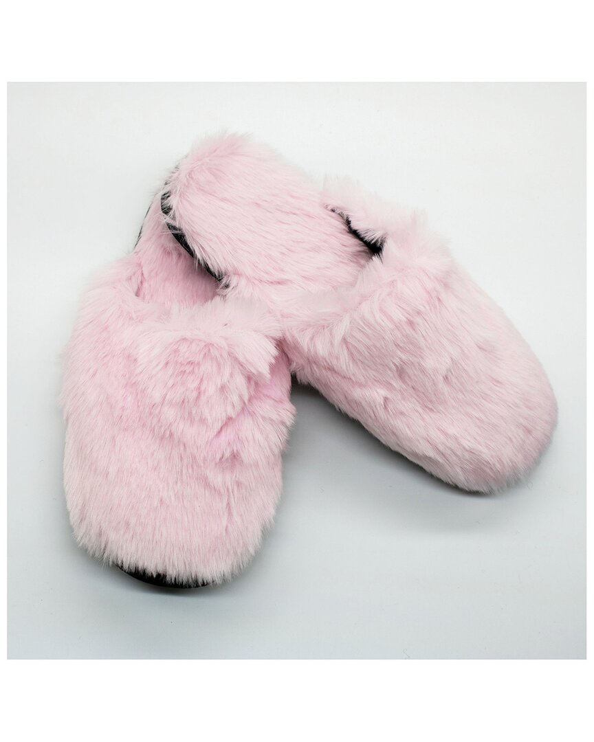 Portolano Ladies Slippers In Fake Fur In Fuchsia