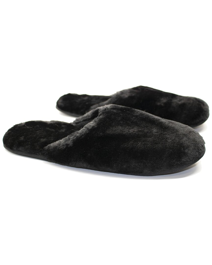 Portolano Ladies Slippers In Faux Fur In Black