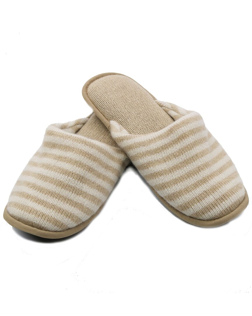 Portolano Ladies Striped Slippers In Ivory / Buttercup