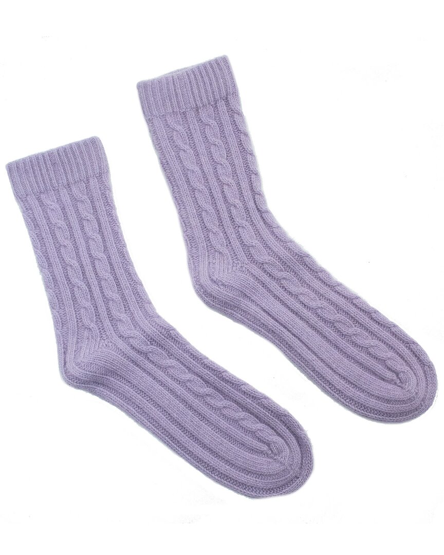 Portolano Ladies Chunky Socks With Rows Of Cables In Lilac
