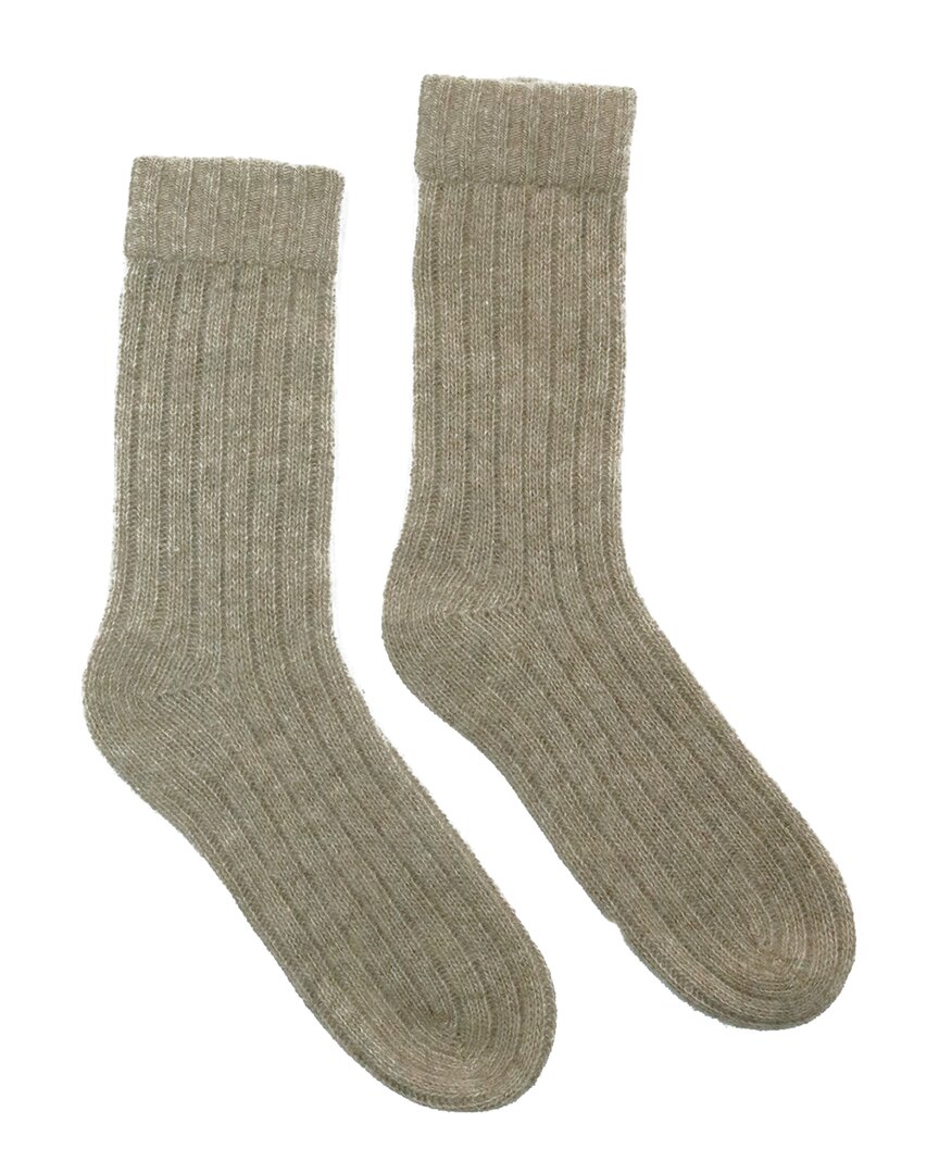 Portolano Ladies Ribbed Socks In Brown
