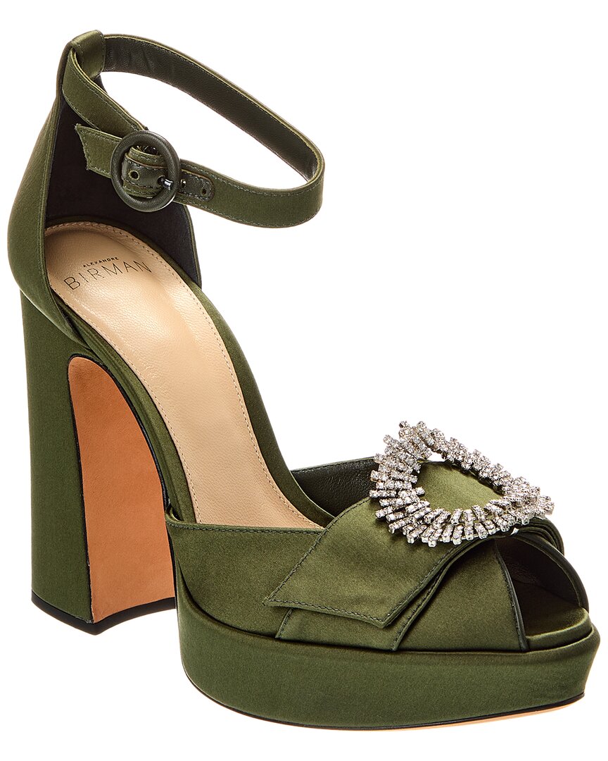 Alexandre Birman Madelina Curve 120 Satin Platform Pump In Green