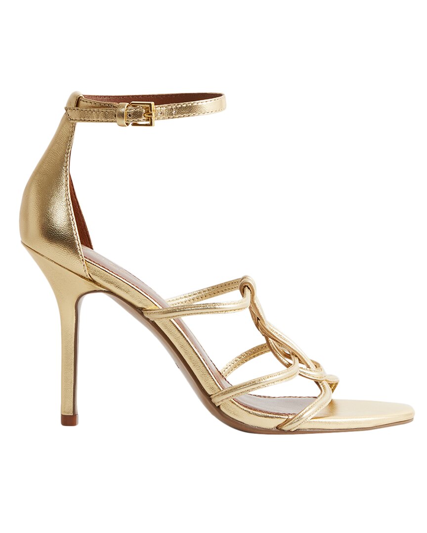 Reiss Gold Metallic Strappy Open-toe Heels In Gold
