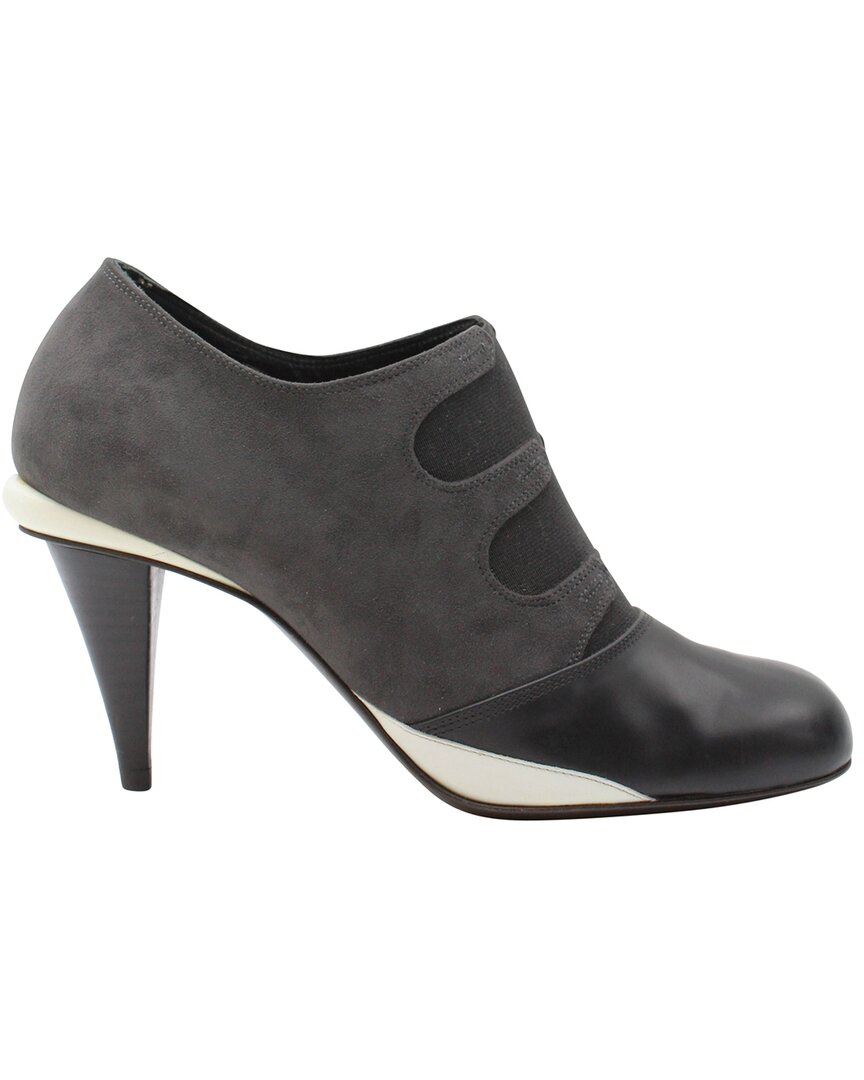 Fendi Women's Suede Gartered Ankle Boot (authentic Pre-loved) In Gray