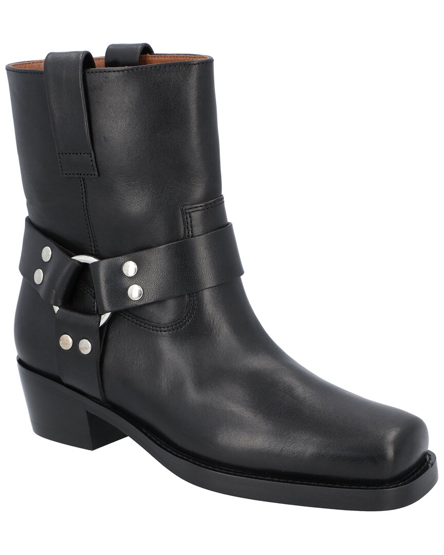 Paris Texas 'roxy' Black Western Style Ankle Boots With Brown Nuances
