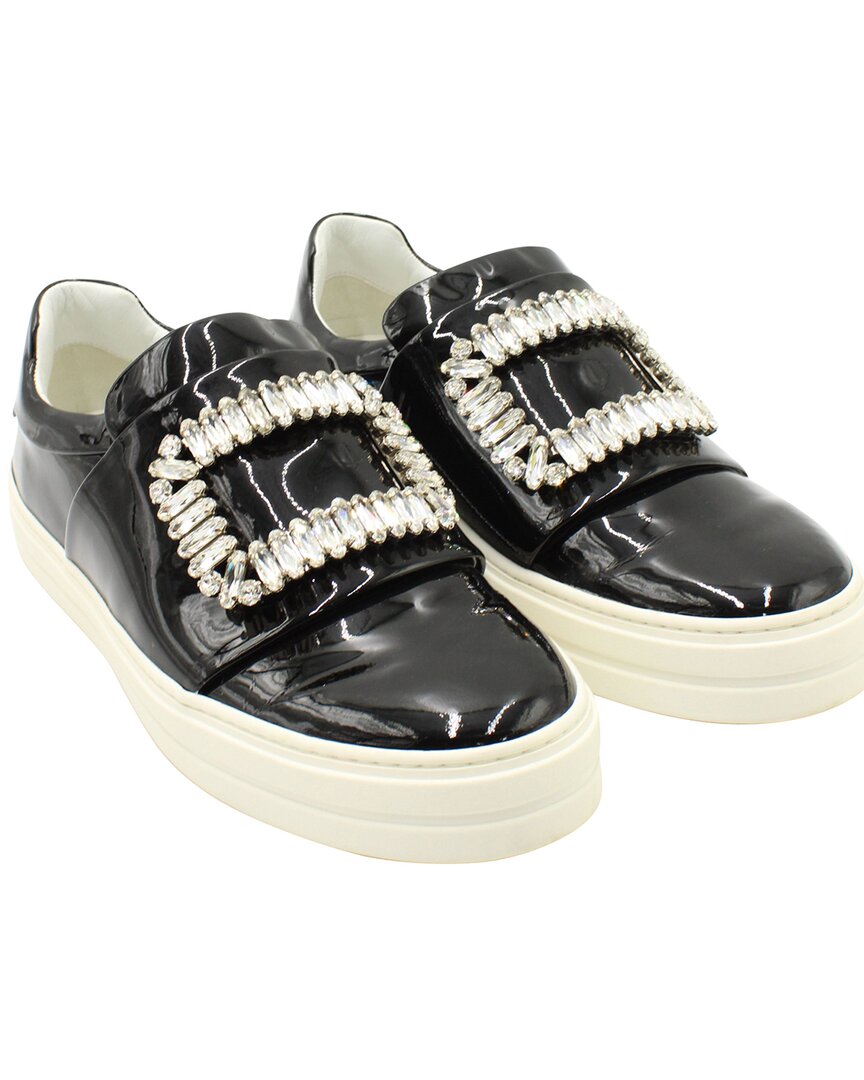 Roger Vivier Women's Patent Leather Sneaky Viv Crystal Embellished Slip On Sneaker (authentic Pre-lo In Black