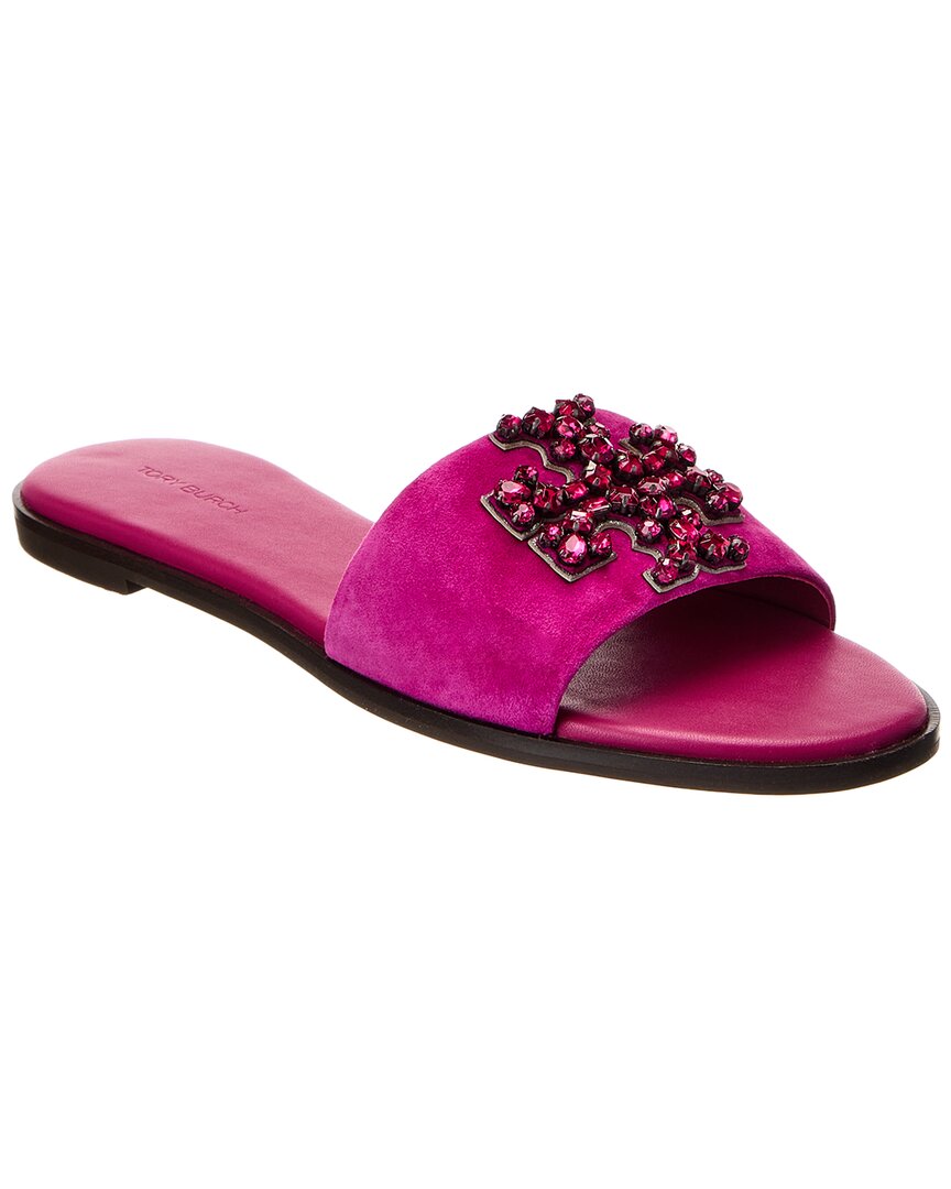 Tory Burch Everly Suede Slide In Pink