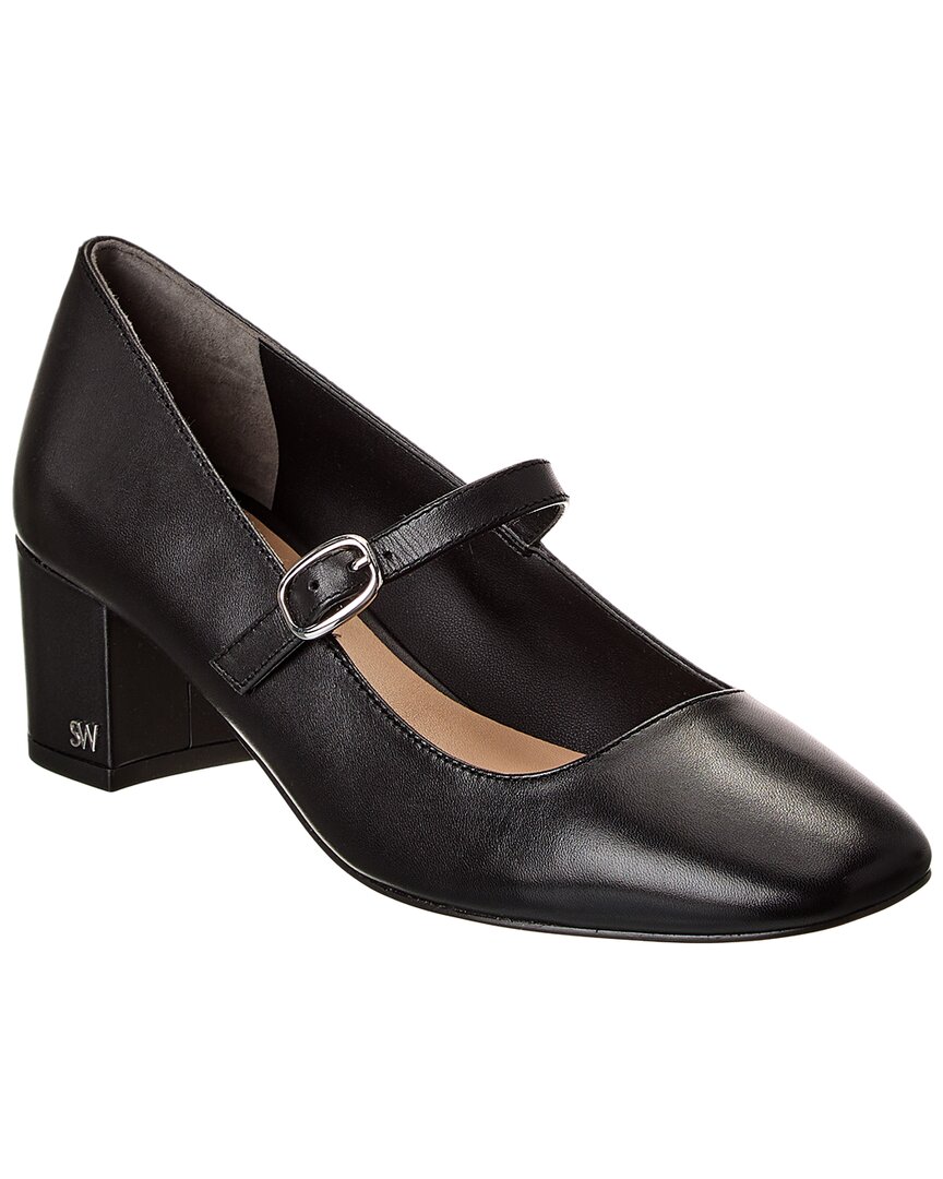 Stuart Weitzman Louise 50 Block Leather Mary Jane Pump In Black