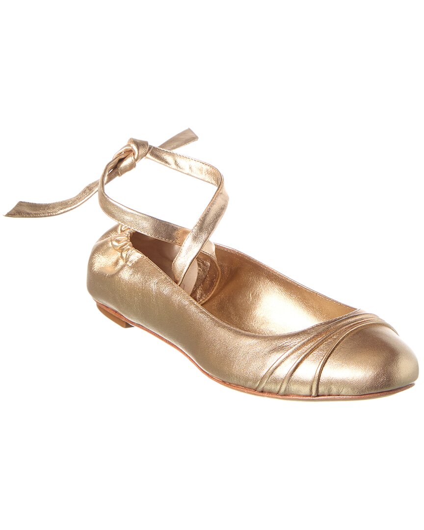 Alexandre Birman Clarita Leather Ballet Flat In Gold