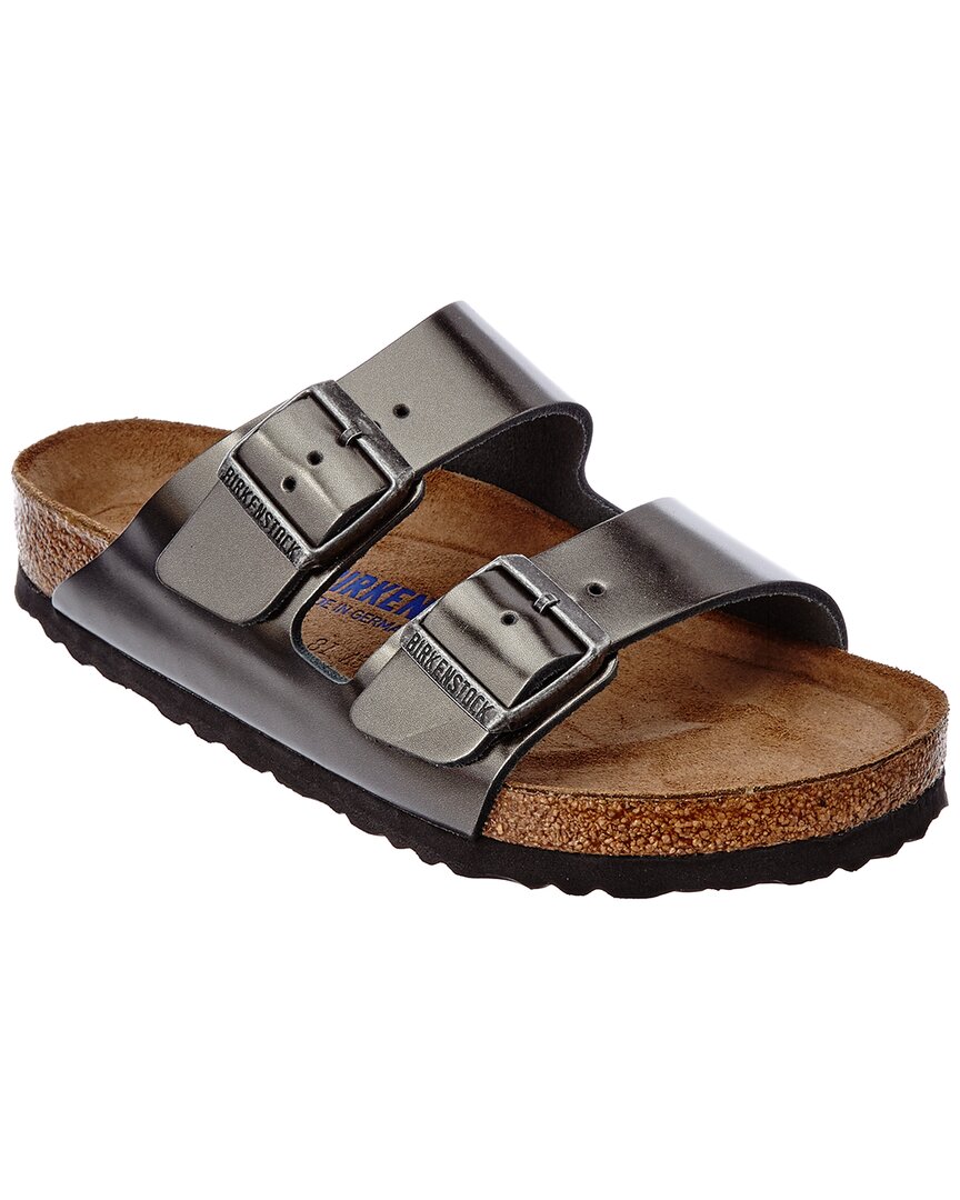 Birkenstock Arizona Birko-flor Patent Womens Sandals In Gray