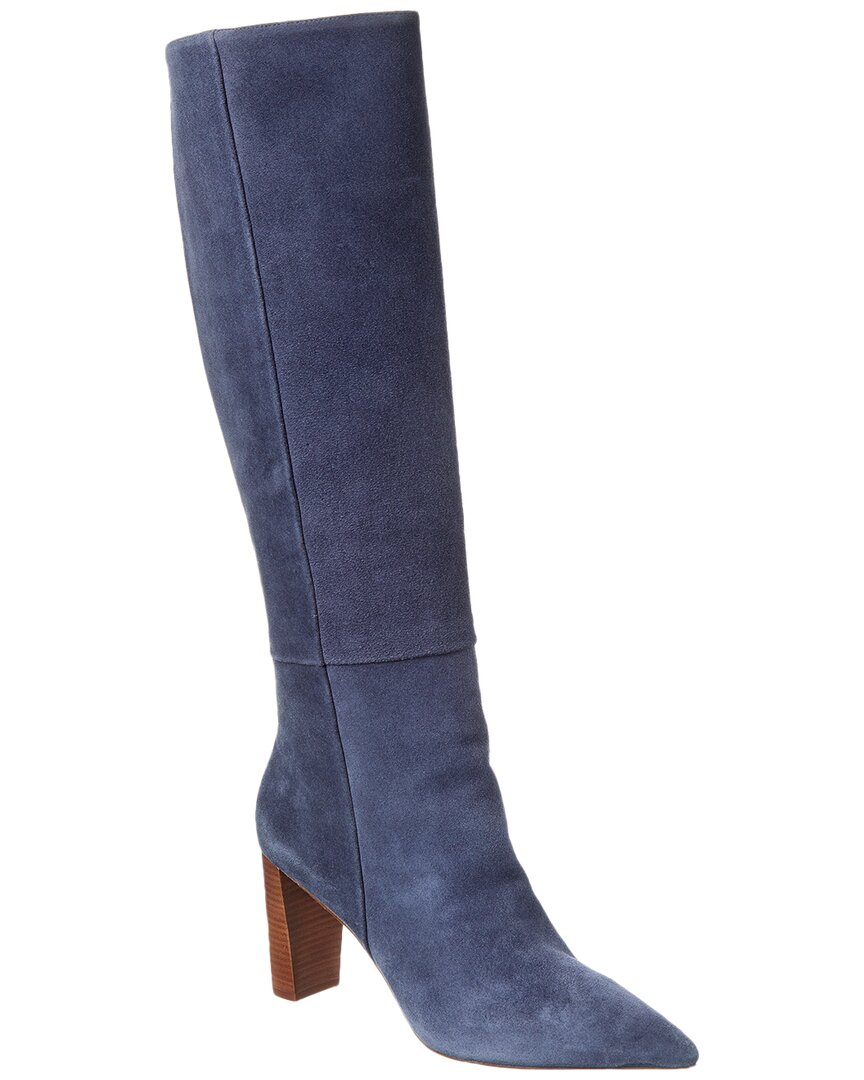 Alexandre Birman Elisa 85 Suede Knee-high Boot In Blue