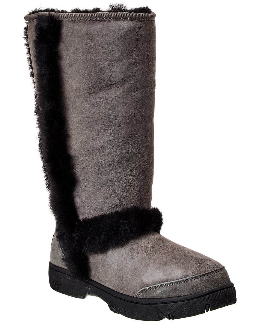 Ugg Sunburst Tall Suede & Shearling Boot In Grey