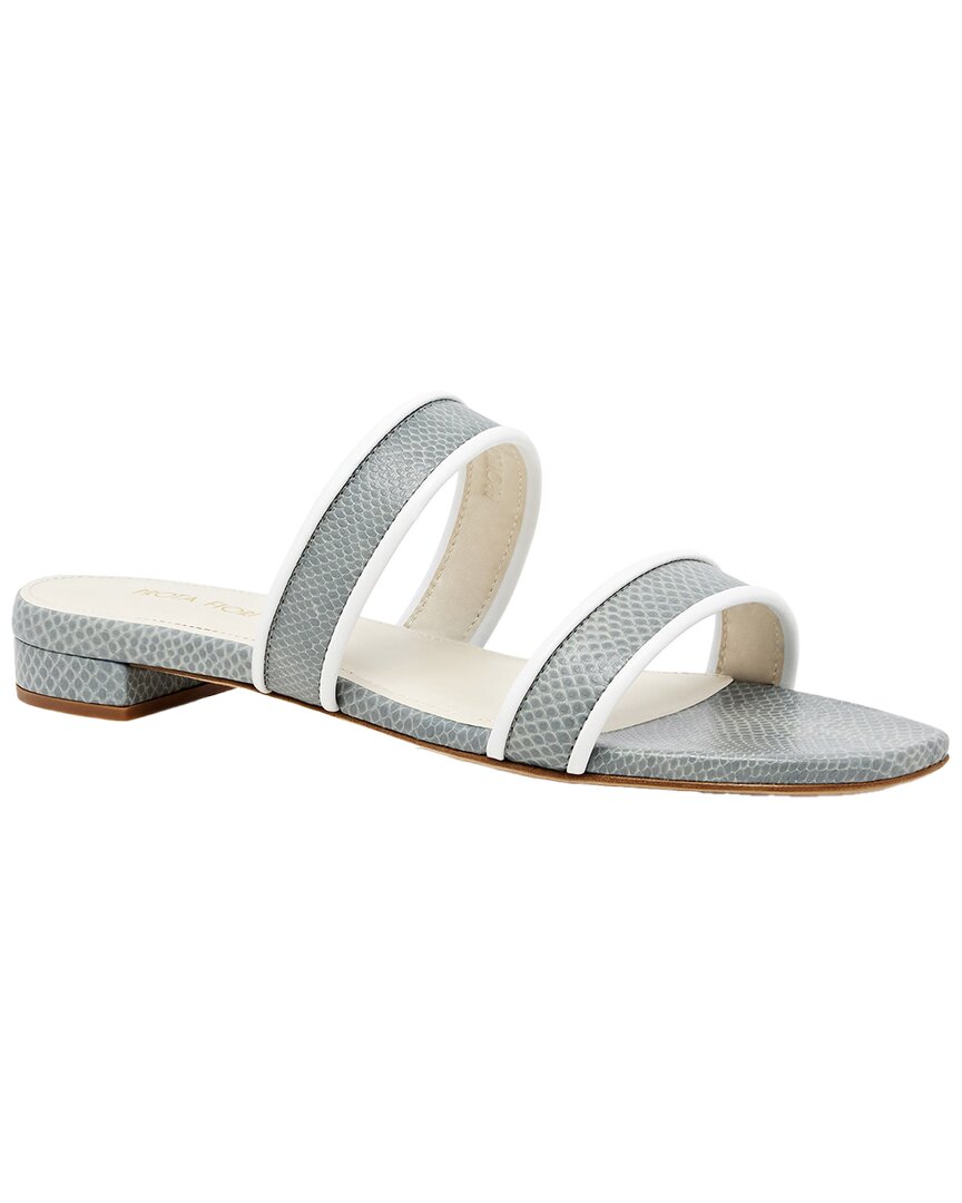 Prota Fiori Zinnia Lizard-embossed Apple Skin Flat Sandals In Red