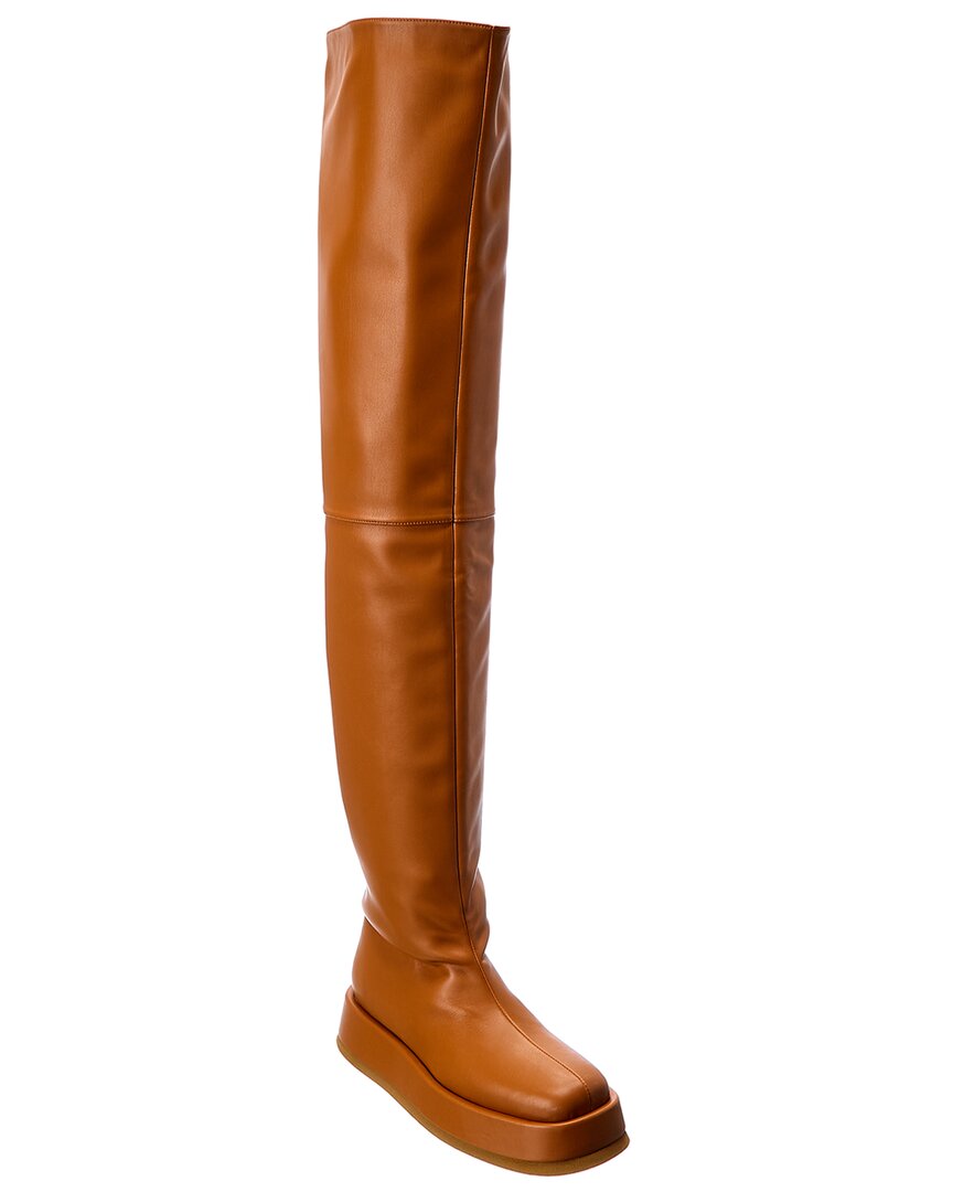 Shop Gia Borghini X Rhw Rosie 10 Leather Thigh-high Boot In Brown