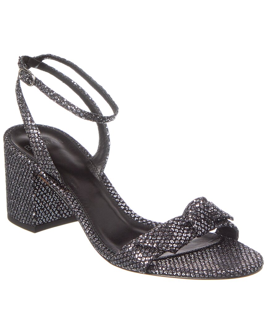 Alexandre Birman Clarita Block 60 Glitter Leather Sandal In Silver