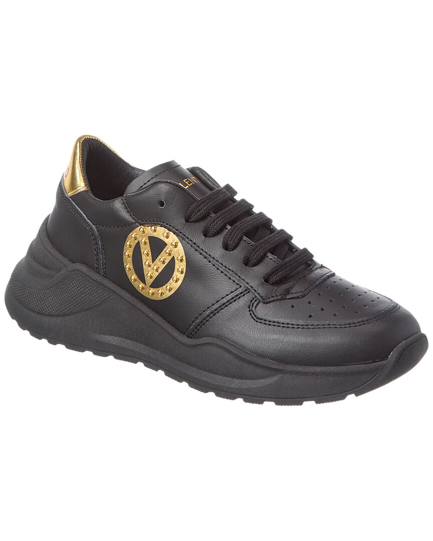 Valentino By Mario Valentino Tina Leather Sneaker In Black
