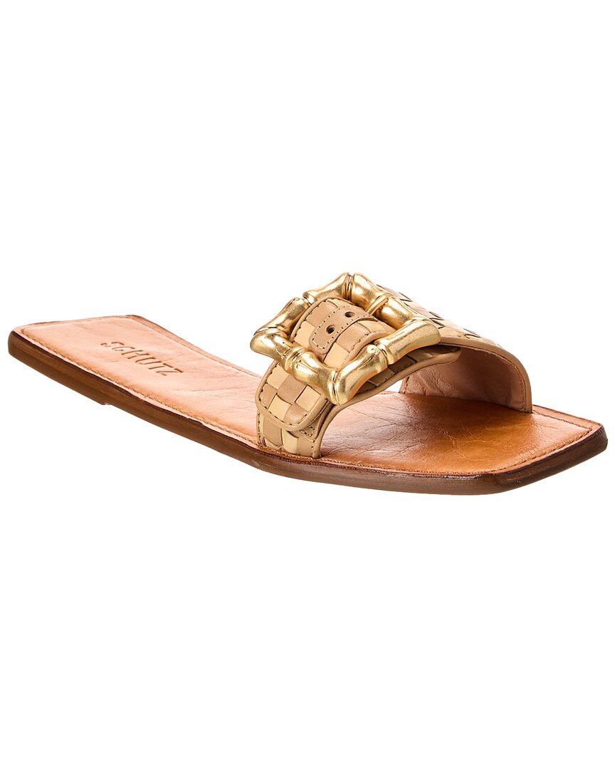 SCHUTZ SCHUTZ ENOLA WOVEN LEATHER SANDAL 