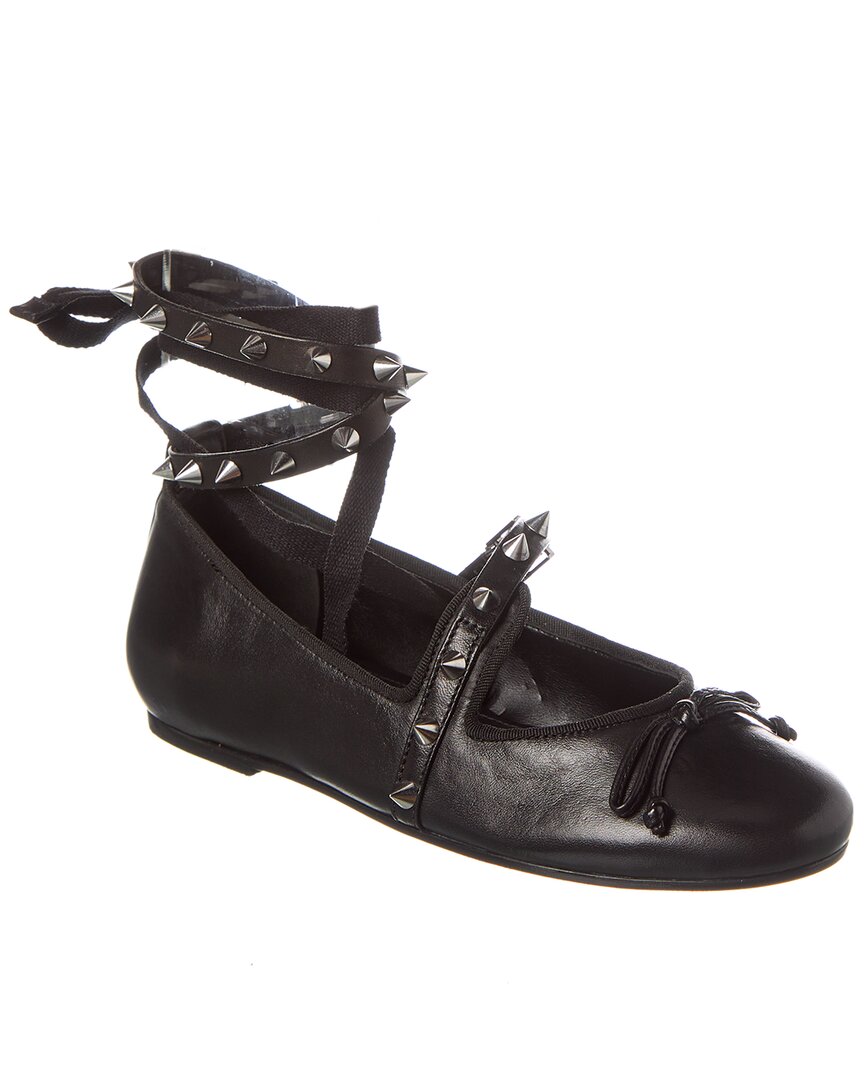 SCHUTZ SCHUTZ LARISSA LACE UP LEATHER FLAT BALLET 