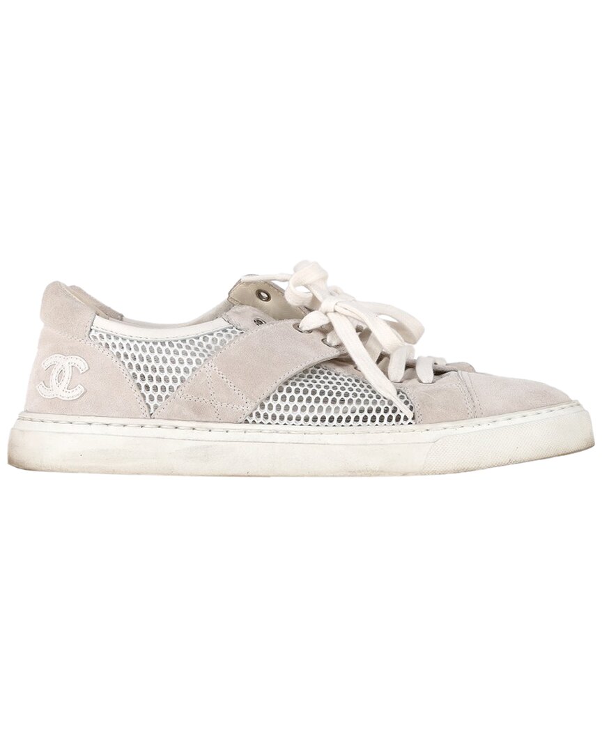 Pre-owned Chanel Women's Suede Cc Low-top Sneaker (authentic Pre-loved)