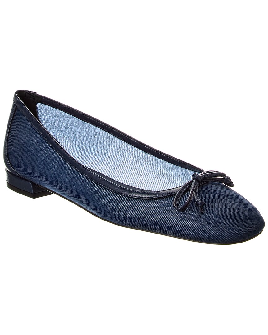 Stuart Weitzman Arabella Mesh & Leather Ballet Flat In Blue