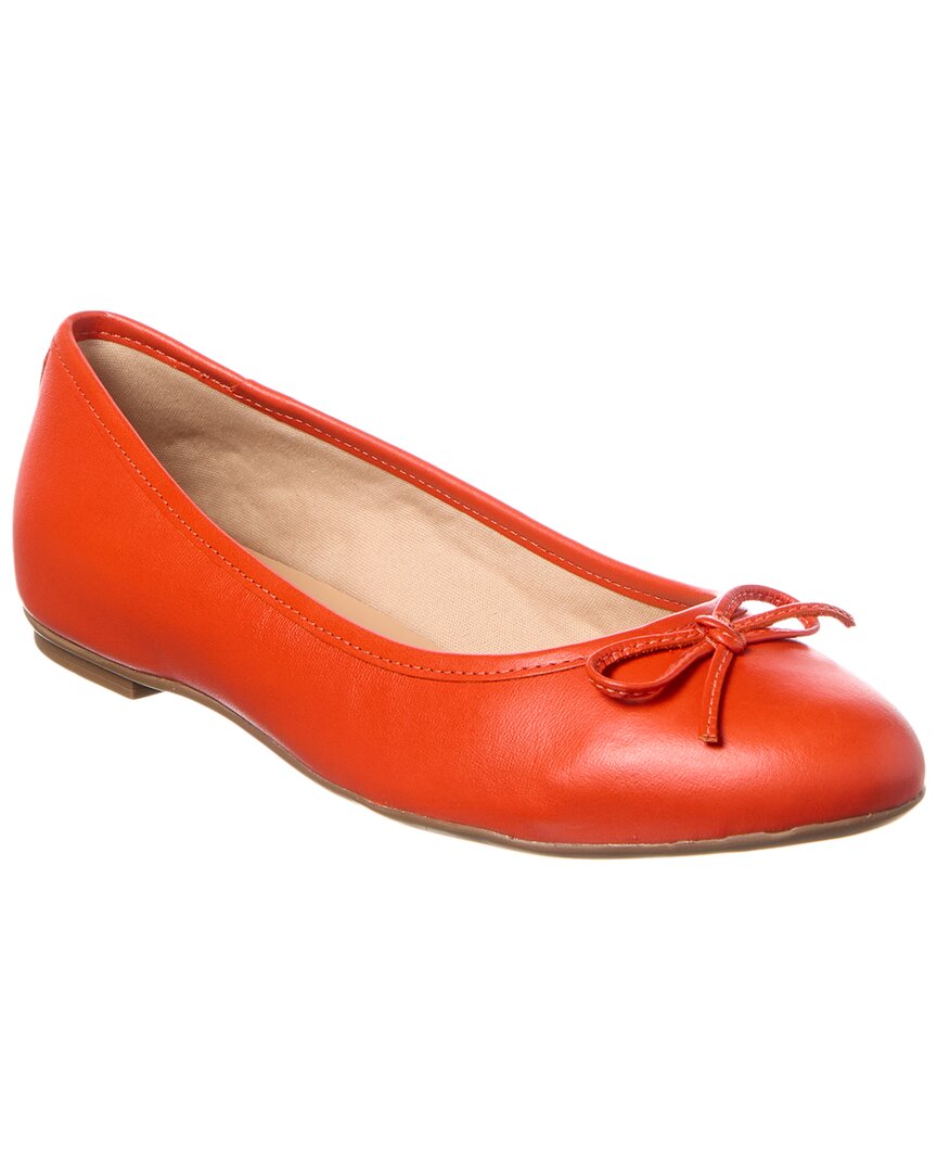 French Sole Emerald Leather Flat In Orange
