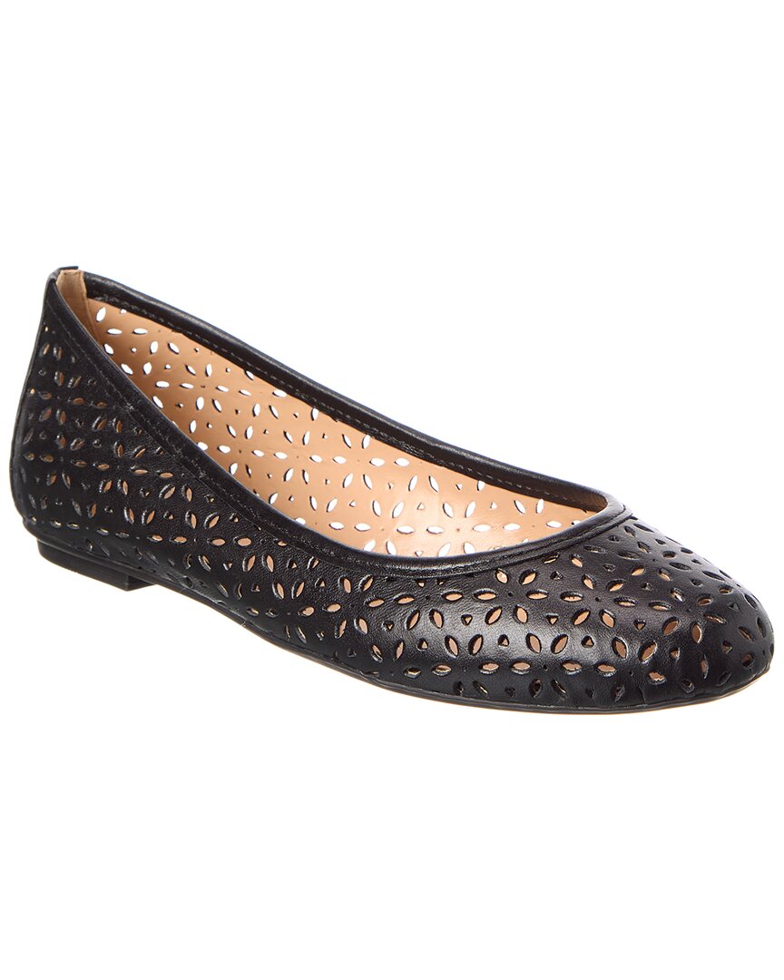 French Sole Leyla Laser Cut Leather Flat In Black