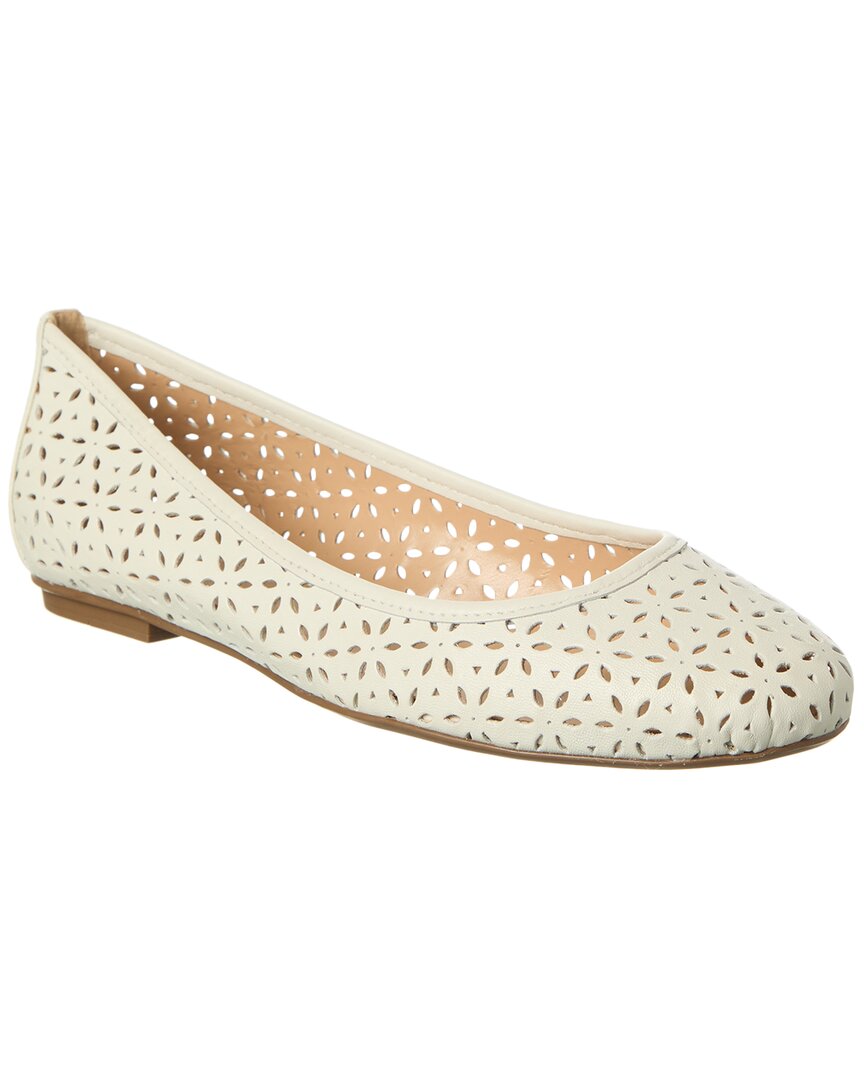 French Sole Leyla Laser Cut Leather Flat In White