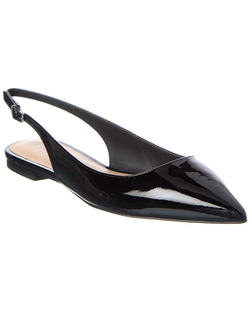 Stuart Weitzman Mara Flache Slingback-schuhe Mit Spitzer Kappe Aus Lackleder In Black
