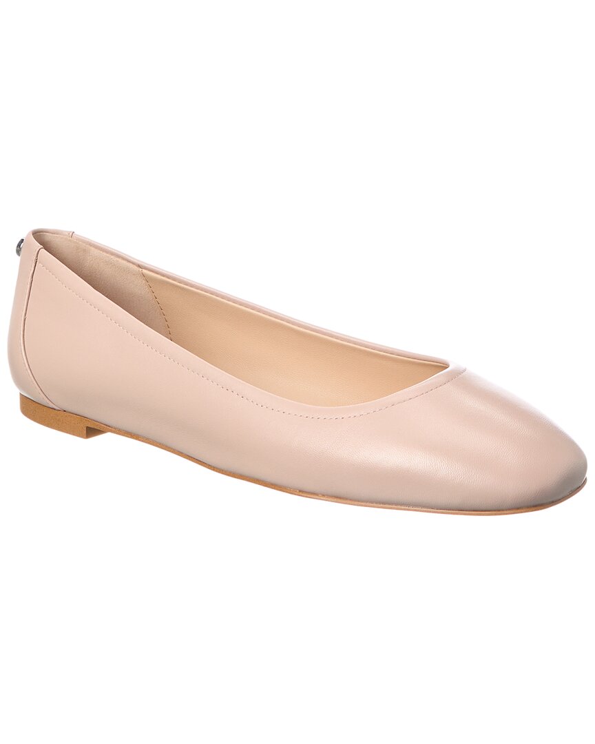 Stuart Weitzman Nadine Leather Flat In Beige