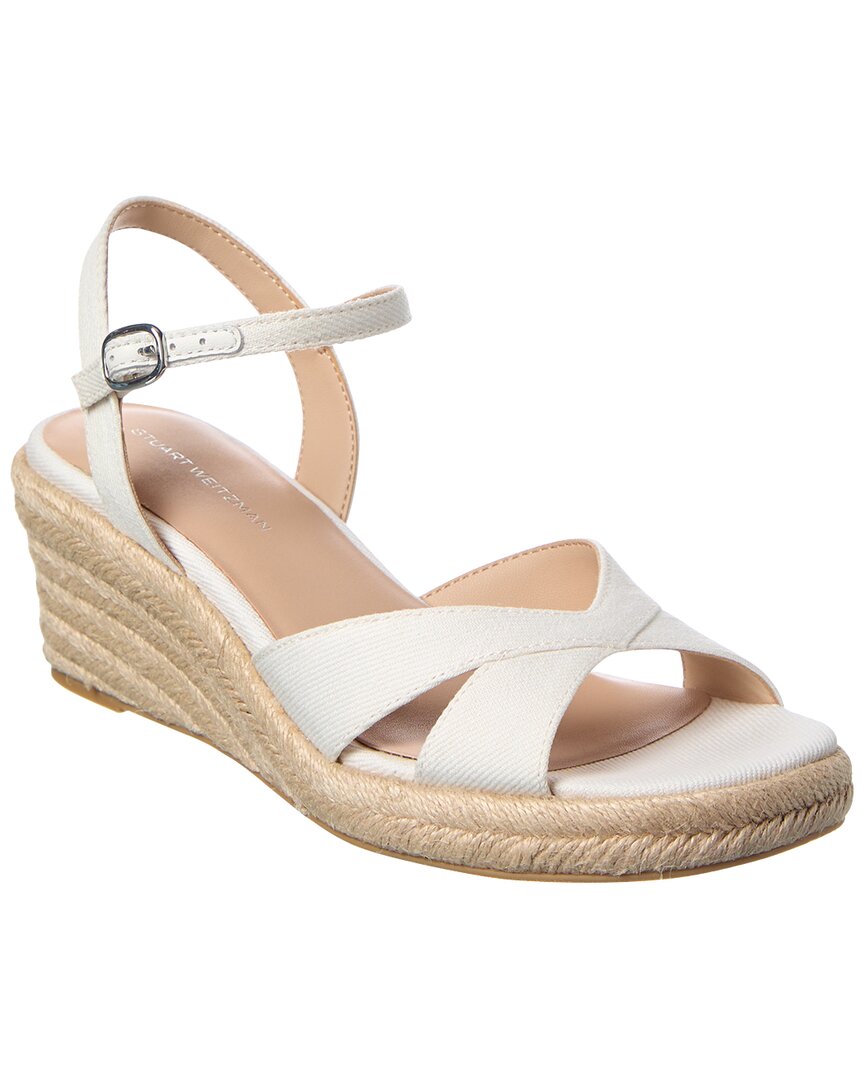 Stuart Weitzman Miami Espadrille Canvas & Leather Wedge