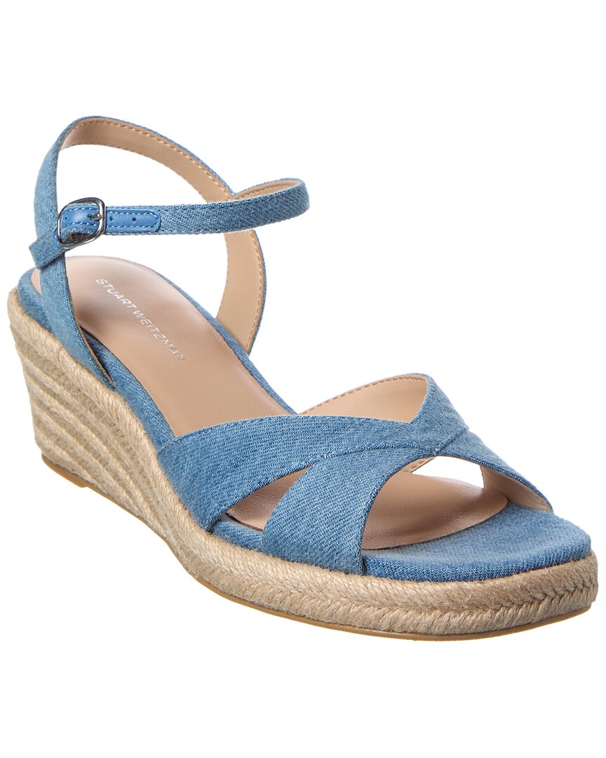 Stuart Weitzman Miami Espadrille Canvas & Leather Wedge