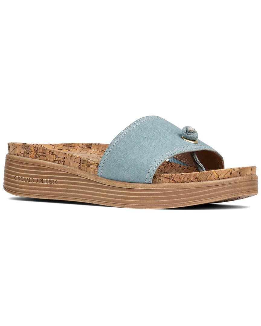 Shop Donald Pliner Farrahspan Leather Wedge Sandal In Blue