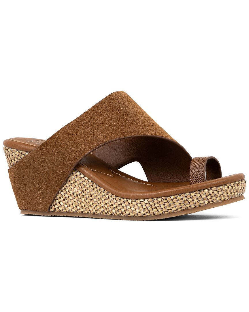Shop Donald Pliner Gyer4cs Suede Wedge Sandal In Brown
