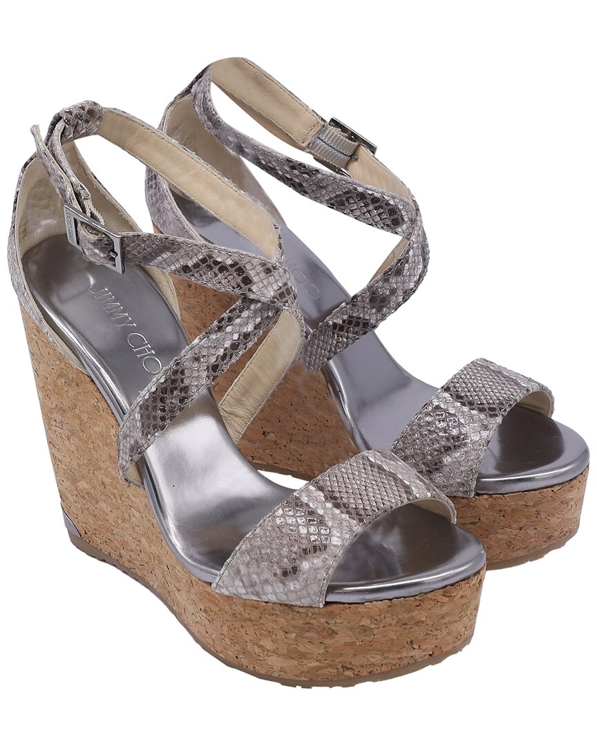 Jimmy Choo Women's Leather Portia 120 Wedge Sandal (authentic Pre-loved) In Multi
