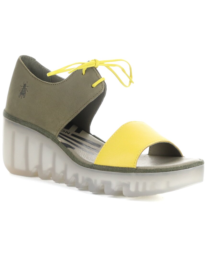 FLY LONDON FLY LONDON BILU LEATHER & SUEDE WEDGE SANDAL