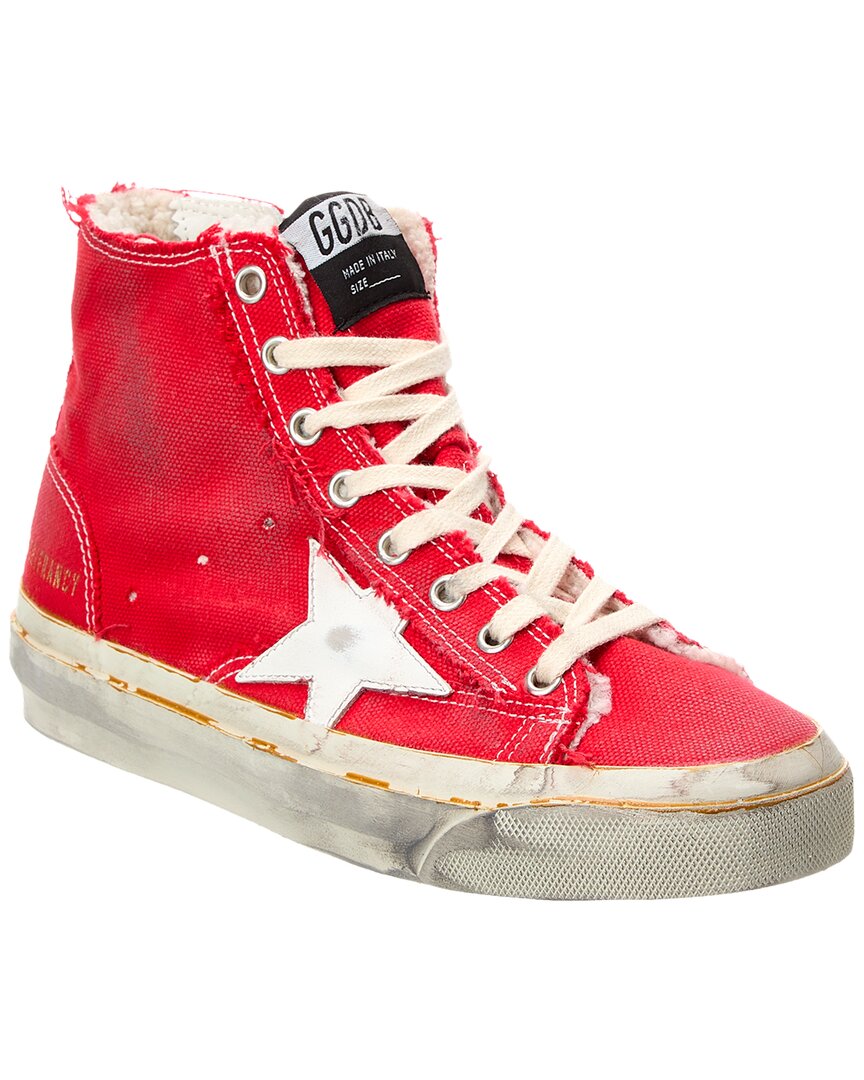 Pre-owned Golden Goose Francy Canvas High-top Sneaker Women's In Red