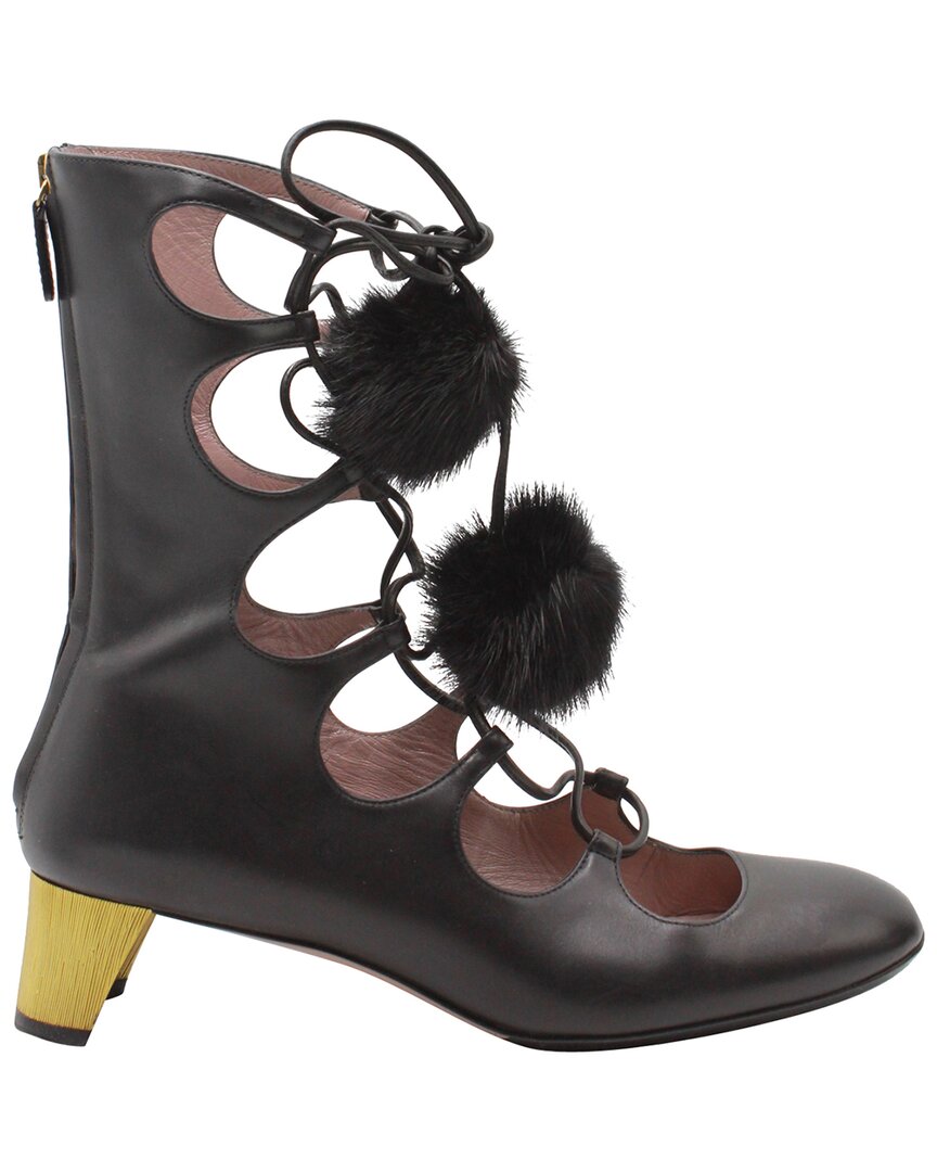 Gucci Women's Leather Heloise Lace-up Gladiator Boot (authentic Pre-loved) In Black