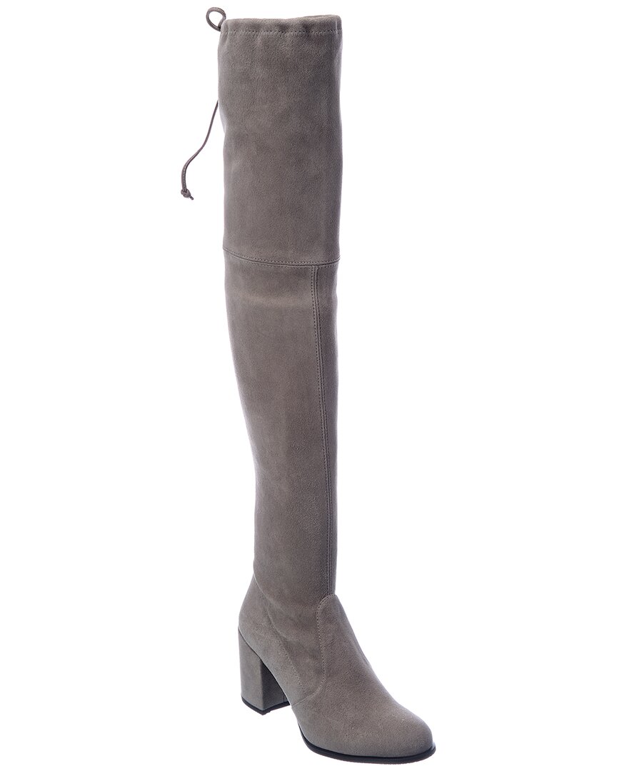 Stuart Weitzman Women's Suede Highstreet Chunky-heel Over-the-knee Boot In Grey