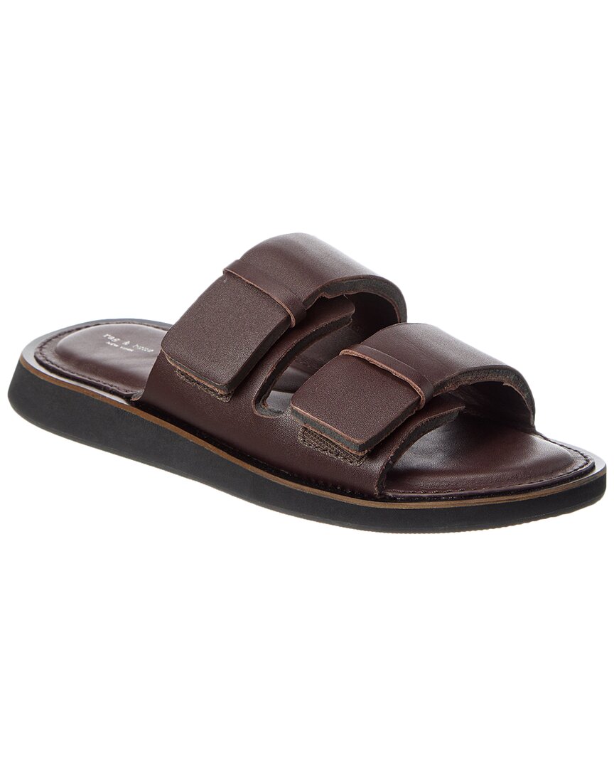 Rag & Bone Parker Leather Dual Band Slide Sandals In Brown