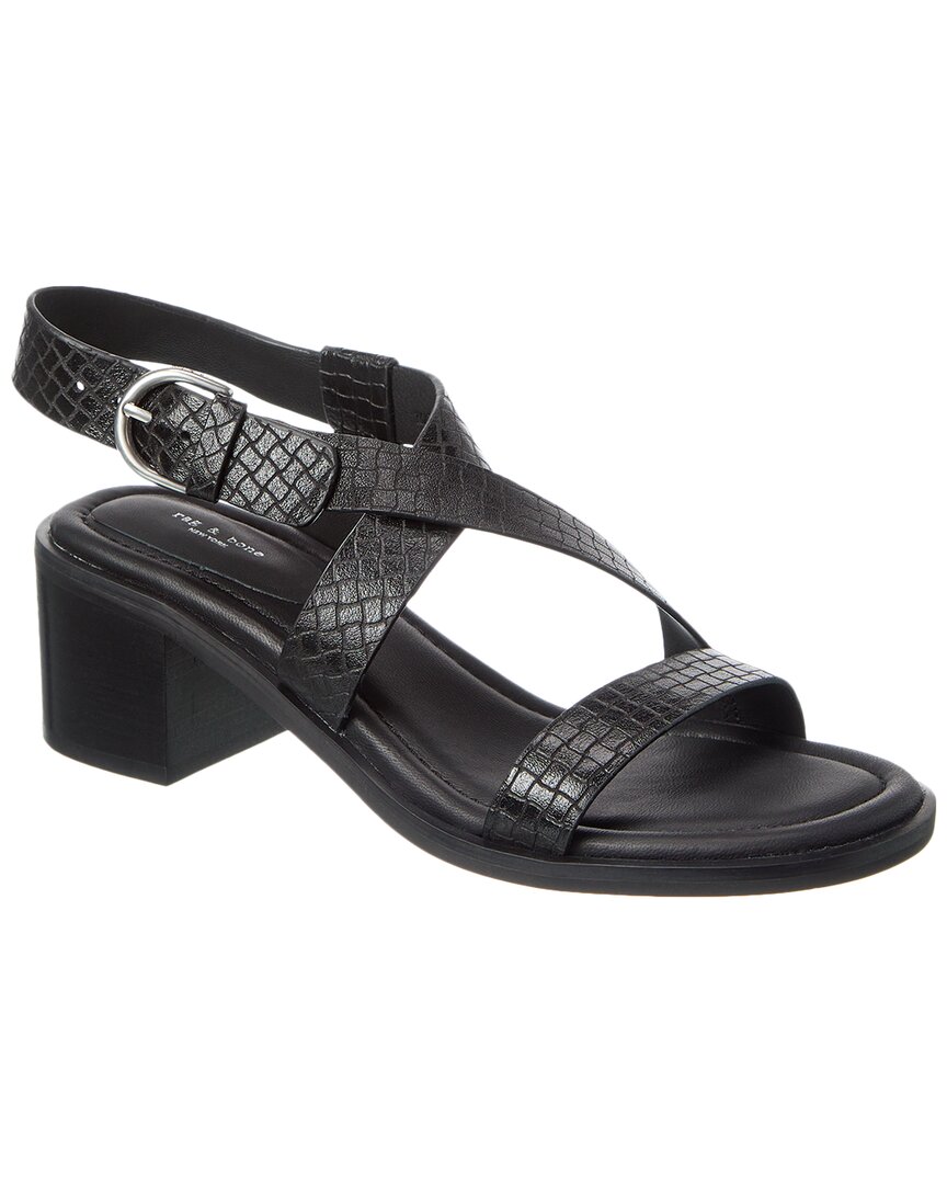 Rag & Bone Geo Block Embossed Leather Sandal In Black