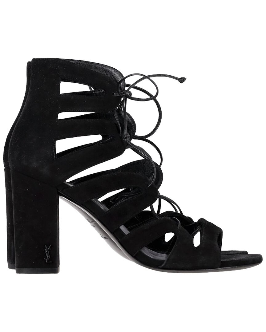 Saint Laurent Women's Suede Gladiator Sandal (authentic Pre-loved) In Black