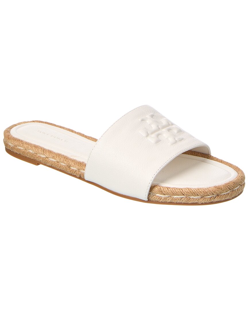Tory Burch Everly Leather Espadrille Slide In White