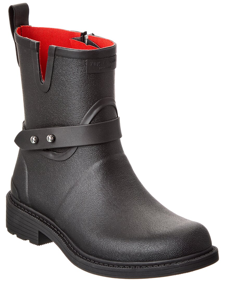 Rag & Bone Moto Rubber Rain Boot In Black