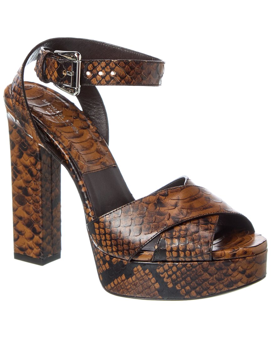 MICHAEL KORS MICHAEL KORS CANNON RUNWAY PYTHON-EMBOSSED LEATHER PLATFORM SANDAL