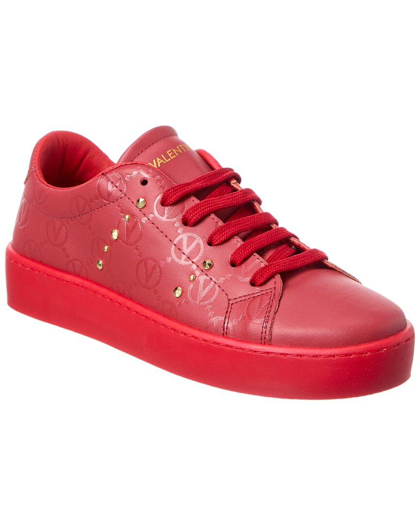 Valentino By Mario Valentino Floriana Leather Sneaker In Red