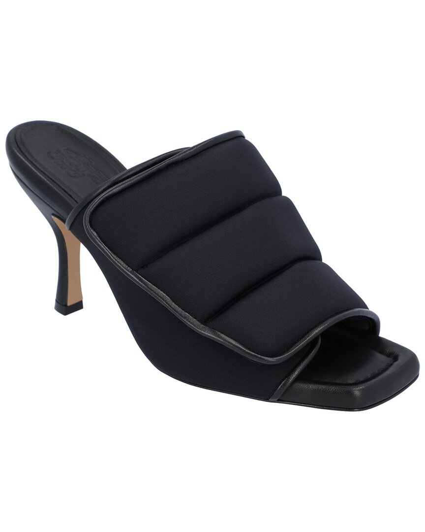 Gia Borghini Womans Scuba And Black Leather Puffy Mules With Velcro Closure