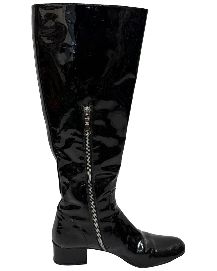 Saint Laurent Women's Leather Babies 40 Knee High Boot (authentic Pre-loved) In Black