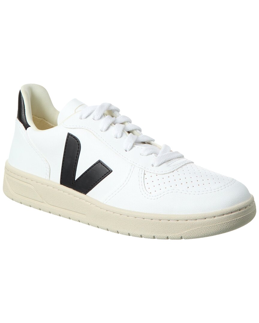 Veja V-10 Faux Leather Sneakers In White