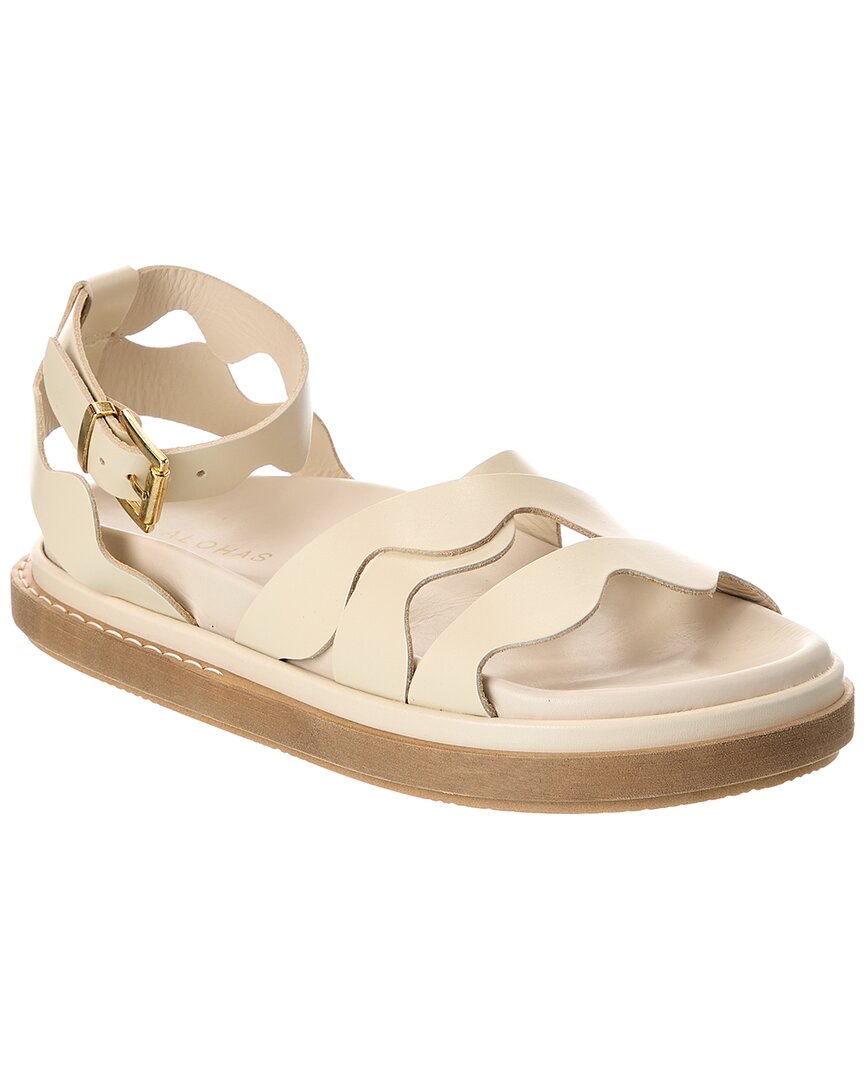 Alohas Wavy Leather Sandal In Neutral