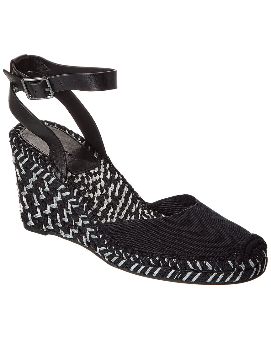 Tory Burch Everly Canvas Wedge Sandal In Black